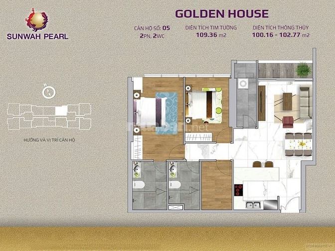 Bán Căn hộ Sunwah Pearl tầng cao view đẹp 2 phòng ngủ 109m2