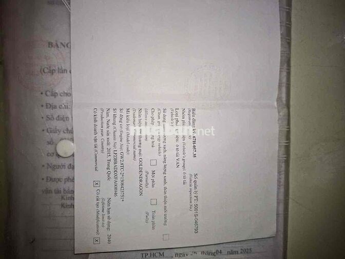 Xe Van Golden Dragon XML6532EB3 2015 Trắng