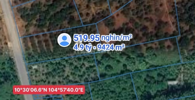 9424m đất vườn trồng CLN,sổ hồng riêng,chính chủ