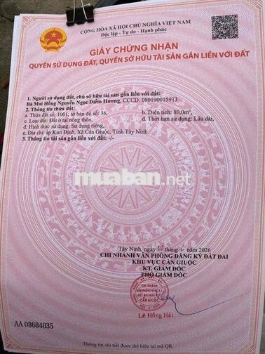 Đất thổ cư đường ô tô ngay ngã 3 Tân Kim