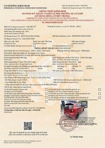 Kia Morning GT Line sx 2022 đklđ 2023
