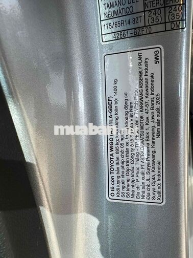 Toyota WIGO 1.2 G Số tự động 5 chỗ 2025 Bạc