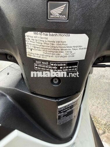 Honda SH150 2011 Trắng Việt Kiều Ý