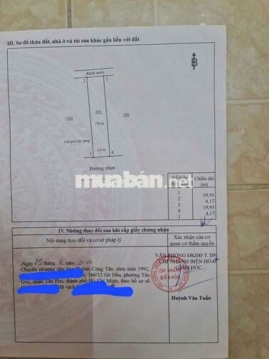 ĐẤT ĐỒNG NAI P.Biên Hòa khu tái định cư