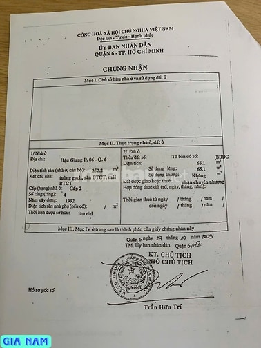 BÁN NHÀ MẶT TIỀN KINH DOANH : 152 HẬU GIANG - P. 6 - Q. 6 - TPHCM