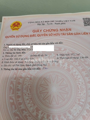 Bán đất nền chính chủ thổ cư 100% Số 37 Phố 3, ấp 1, Phú Hòa, Đồng Nai