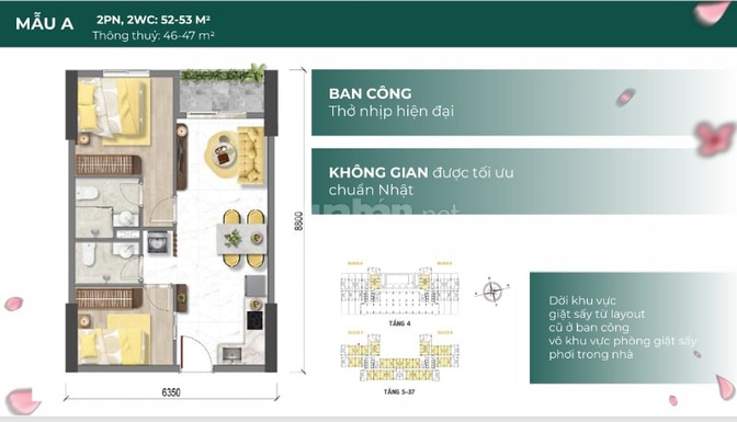 BCONS ARIA CĂN HỘ 2PN, 2WCTẦM GIÁ HỢP LÝ CHO GIA ĐÌNH NHỎ