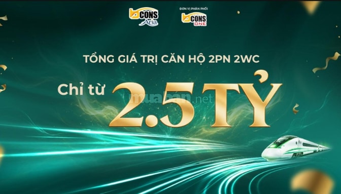 BCONS ARIA CĂN HỘ 2PN, 2WCTẦM GIÁ HỢP LÝ CHO GIA ĐÌNH NHỎ