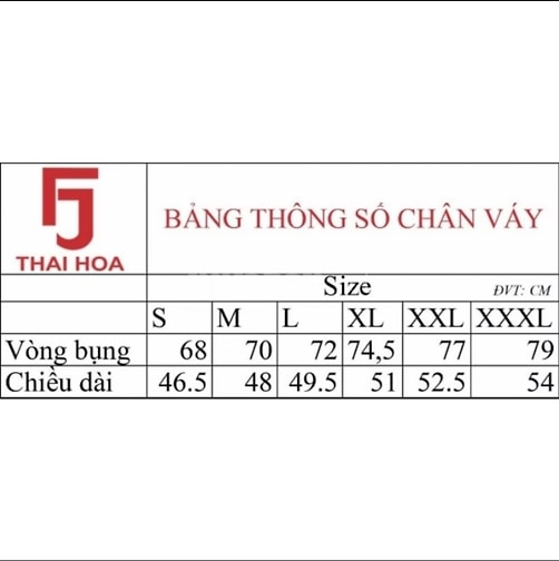 Chân váy Thái Hòa ngang gối màu đen, xanh đen đủ size L,Xl,2Xl,30