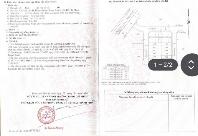 Cần bán đất KDC mới đường Vĩnh Lộc, H. Bình Chánh.