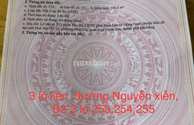 3 lô liền ,300m2/ 24 tỷ Đất đường Nguyễn Xiển, Sát biển Sơn Thủy,NHSơn