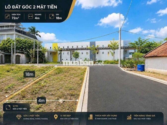 ĐẤT GÓC 2 MẶT TIỀN TX22: DT:72m2, SỔ HỒNG RIÊNG, CHỈ 3.95 TỶ