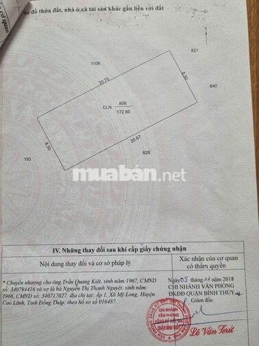 BÁN ĐẤT 172.8M² (8.3M x 20.75M) - LONG TUYỀN, BÌNH THỦY, CẦN THƠ