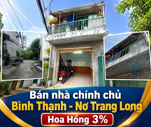 Bán nhà 1 lầu 2 phòng ngủ hẻm Nơ Trang Long Bình Thạnh 