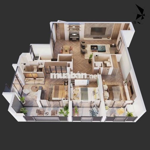 chung cư 122m2, 3 phòng ngủ 3 vệ sinh, trung tâm quận Hoàng Mai