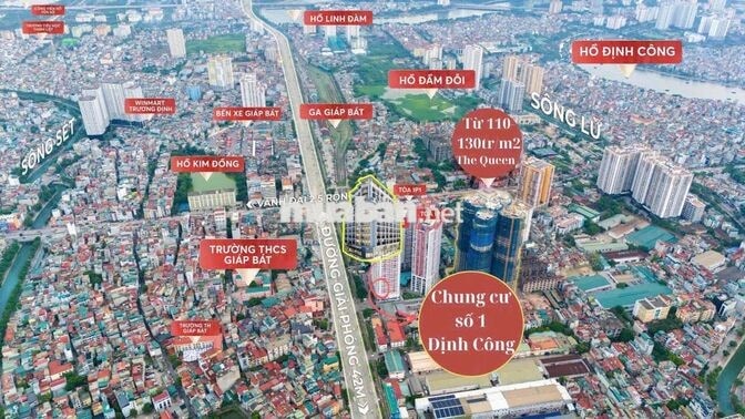 chung cư 122m2, 3 phòng ngủ 3 vệ sinh, trung tâm quận Hoàng Mai