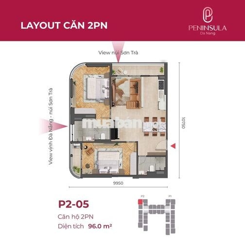 CĂN GÓC, MẶT SÔNG HÀN, 96m2, 2PN, FULL NỘI THẤT GIÁ 5,2 tỷ