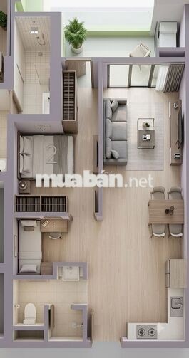 CĂN HỘ 1PN+ FOURS TOWER DIỆN TÍCH 56M2 RẺ NHẤT GIỎ HÀNG CHỈ 2 TỶ 3