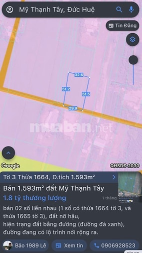 Cần bán 02 lô đất liền kề (nối đuôi), đất mặt tiền đường, bằng đường