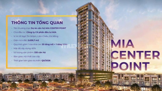 Độc Quyền căn 2PN MIA ngay trung tâm Liên Chiểu