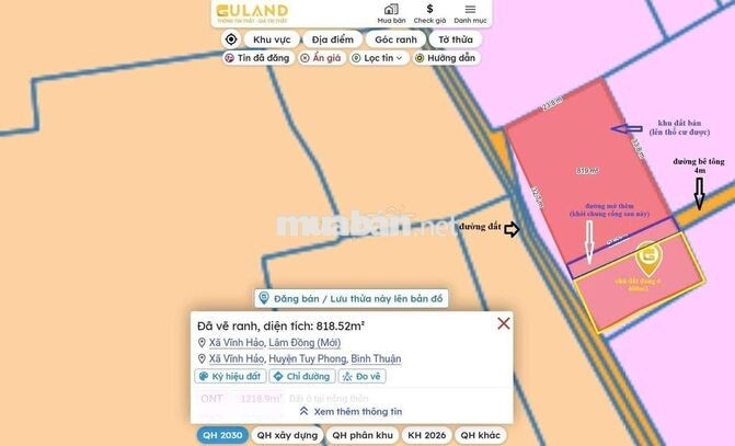 Bán lô đất nằm trong khu dân cư 819m2
