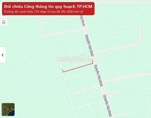 Bán đất mặt tiền Nguyễn Thị Rành 10x107m, có 92m² thổ cư, sổ riêng