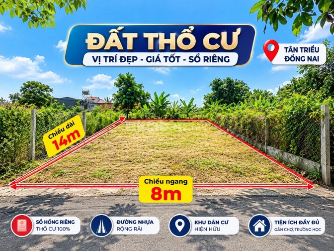 Lô đất xây biệt thự đẹp. Ngang 8 dài 14