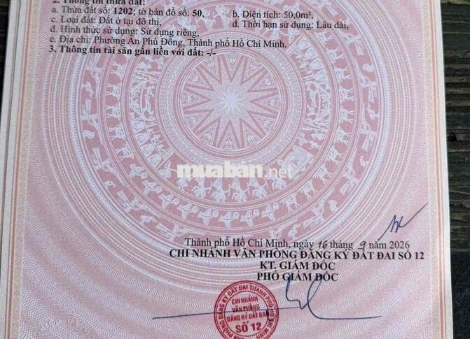 ĐẤT 1/ SÔNG SG  PHƯỜNG AN PHÚ ĐÔNG Q12