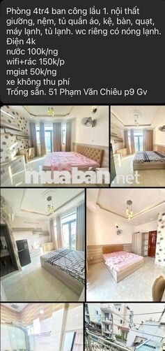 chính chủ cho thuê phòng đẹp full nội thất