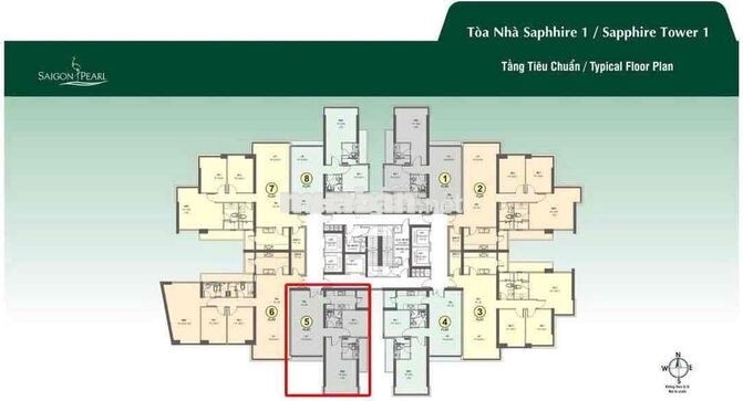 Căn hộ 2PN + 2WC tòa Sapphire 1 - SAIGON PEARL
