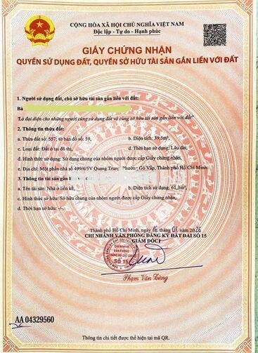 Bán nhanh lô đất thổ cư khu phân lô đường Quang Trung, P. Gò Vấp, HCM