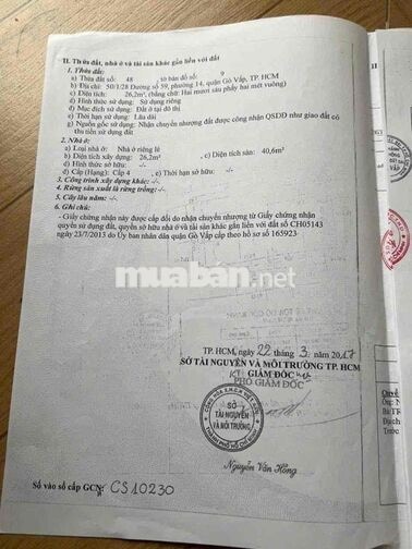 Chính chủ gia đình cần bán nhà 50/1/28 Đường Số 59, kế Phạm Văn Chiêu,