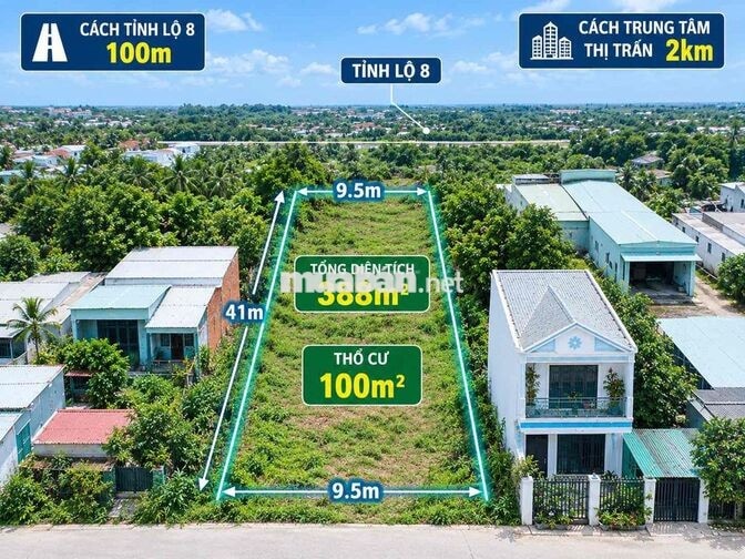bán xoay sở gấp lô đất 388m2(9,5x41) sẵn thổ cư giá 680tr còn TL