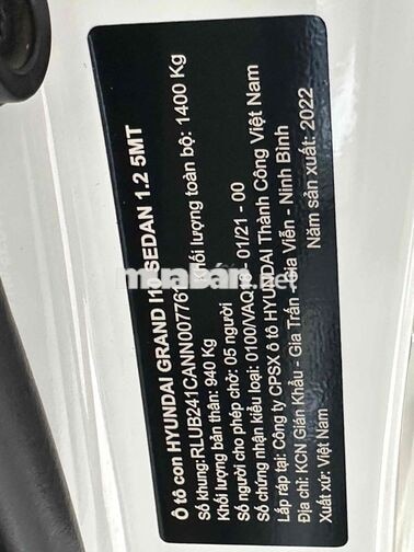Hyundai Grand i10 2022 Trắng 182117 km