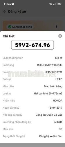 Honda Lead 2017 50.000 km màu Đỏ