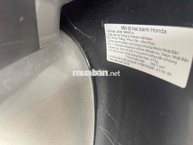 Honda Wave Alpha 2018 Đen Bạc 35587 km