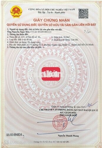 Bán lô đật đẹp phù hợp xây siêu phẩm gần vị trí ga Metro số 4