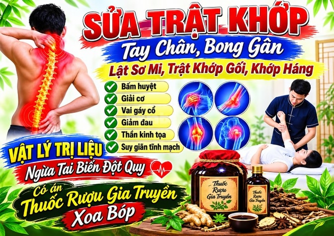 xoa bóp bấm huyệt, sửa trật khớp bong gân