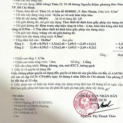 Bán đất Nguyễn Kiệm, P.4, Phú Nhuận: 9,3m2, giá 1,15 tỷ