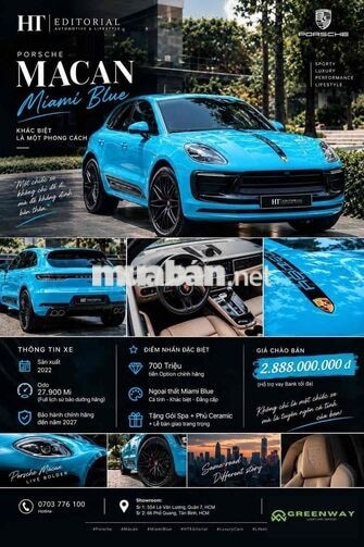 Porsche Macan sx 2022 Miami Blue odo46000 km nội