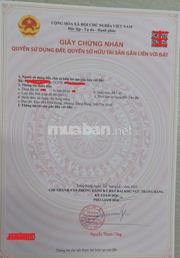Thanh lý lô góc 88,7m2 chỉ 685 triệu,nhánh Nguyễn Du, Phường Trảng Bàn