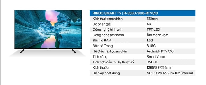 TV RINDO 55IN GIỌNG NÓI GIÁ RẺ HỦY DIỆT