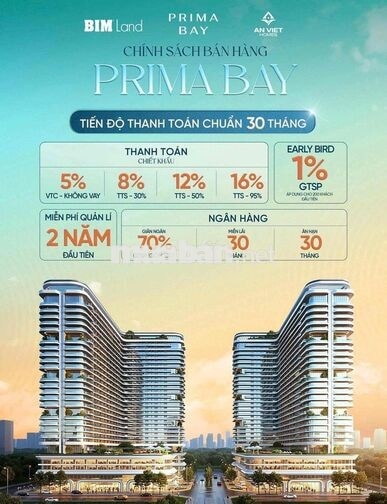 CHỈ 1.7 TỶ SỞ HỮU NGAY CĂN HỘ 45M PRIMA BAY