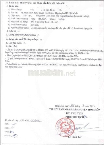 BÁN ĐẤT thổ cư Xuân Thới Sơn, Hóc Môn - 148,4m2 - SHR