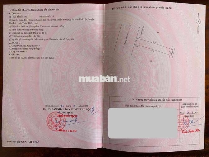 Bán đất 192m² có sổ đỏ, đường 11,5m, khu Nương Thiên mở rộng, Phú Lộc
