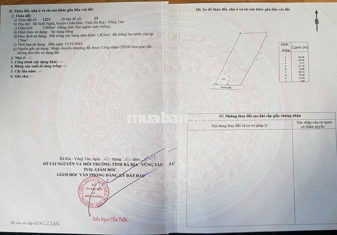 Bán 2 sào vườn Bưởi mặt tiền đường nhựa gần đường 56B, Suối Nghệ