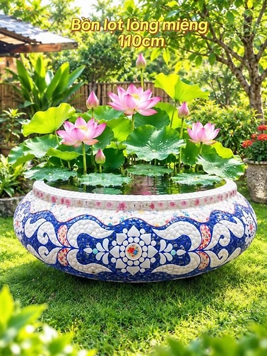 chậu ghép sành sứ , khảm miểng chén dĩa xưa