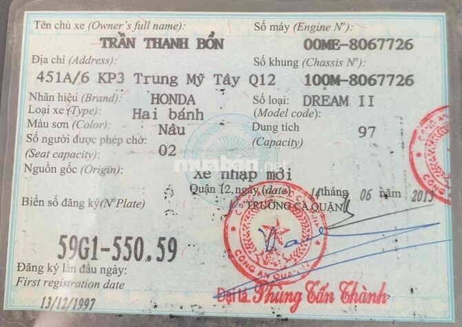 Honda Dream II 1997 Nâu Nhập mới