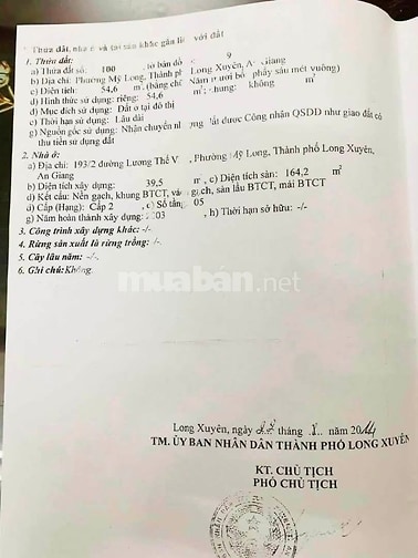 NHÀ BÁN chính chủ (Ngay chợ Long Xuyên)
