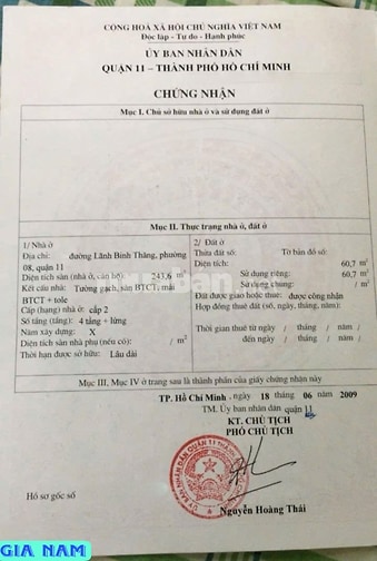 BÁN NHÀ GÓC 2 MẶT TIỀN : 319 LÃNH BINH THĂNG & ĐƯỜNG SỐ 9 - P. 8 -Q.11